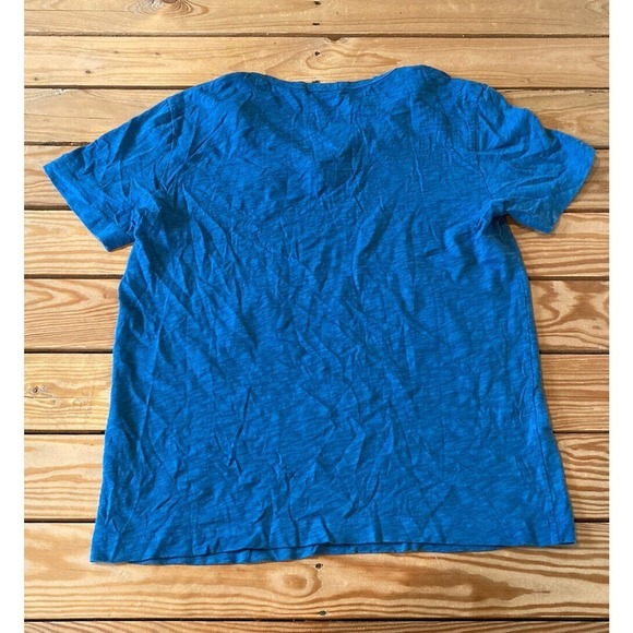 Theory Henley Top Size Medium Men’s Blue Short Sleeve - Picture 2 of 6